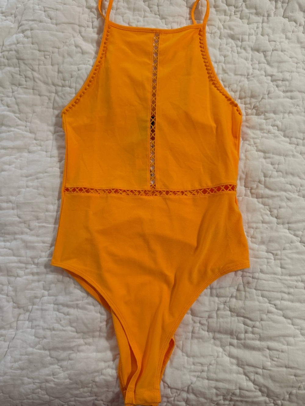 H&M Vibrant Orange Lace-Detail One-Piece